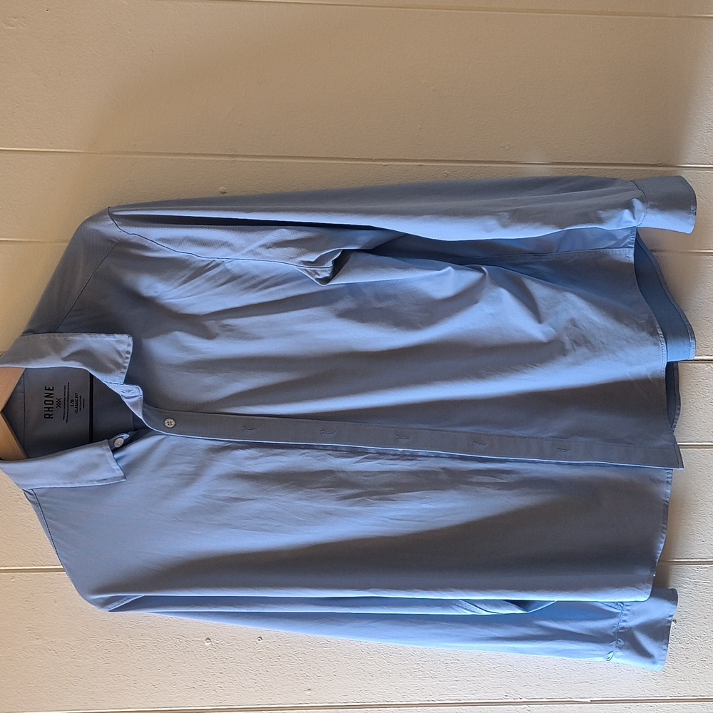 Rhone Shirt Mens Large Blue Commuter Stretch Performance Stretch Smart Casual